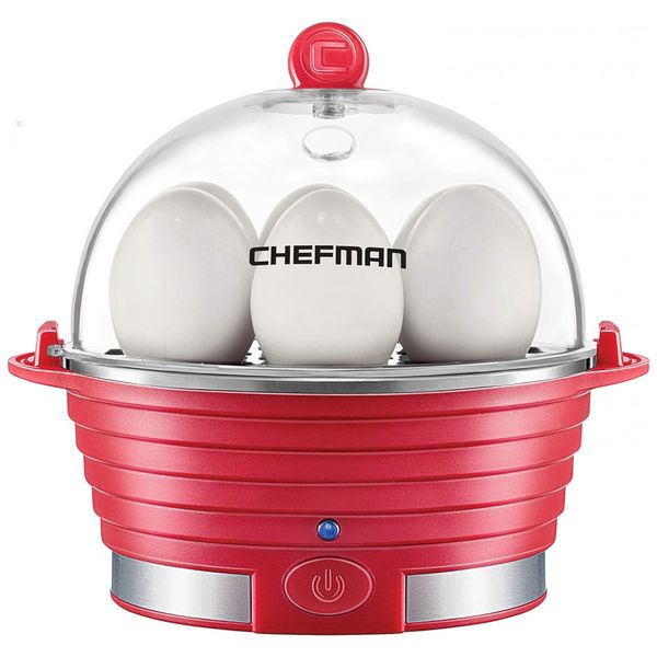 Cozedor de Ovos Elétrico, Capacidade 6, 360W, 110v, CHEFMAN Electric Egg Cooker Boiler,, Vermelho