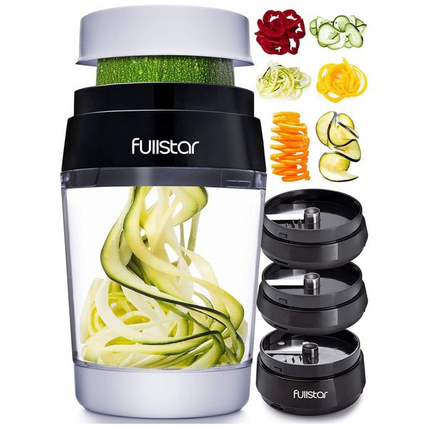 Fatiador de Legumes e Vegetais 6 em 1 Ajustável com Recipiente, FULLSTAR, Branco
