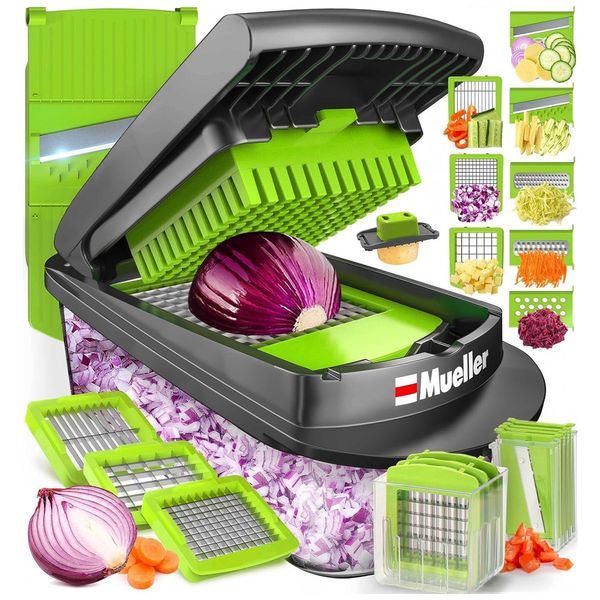 Pro Series Picador de Legumes e Vegetais com 8 Lâminas, MUELLER AUSTRIA MC 710, Cinza escuro