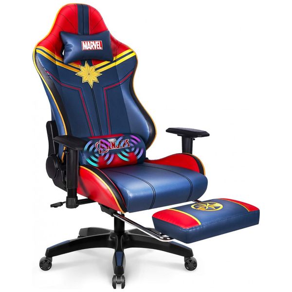 Marvel Cadeira de Escritório Gamer Ergonômica, Personalizada Capitão Marvel, NEO CHAIR, Azul
