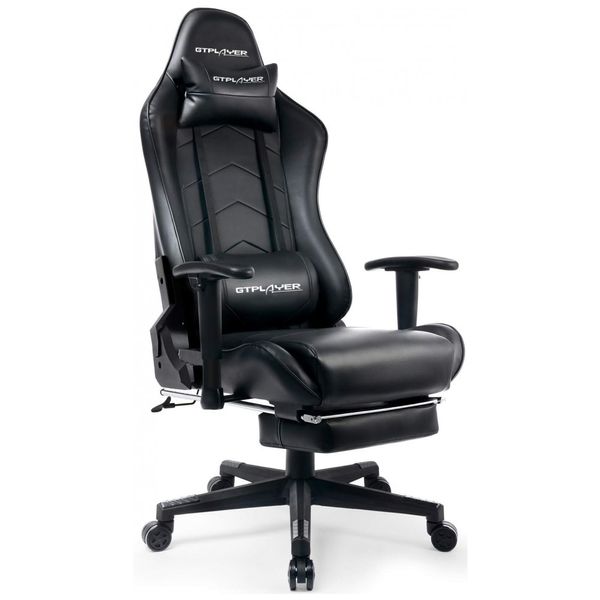 Cadeira de Escritório Gamer Giratório Reclinável com Apoio Lombar, GTRACING GT901 BLACK, Preto