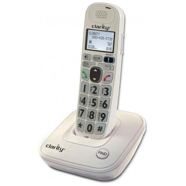 D704 Telefone sem Fio para Sênior com Tecla Grande e Volume Alto, 1 Und, CLARITY 53704.000, Branco