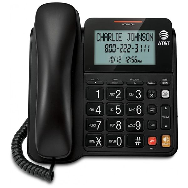 ATT Telefone com Fio para Sênior com Tecla Grande e Visor Inclinado, 1 Ap, VTECH CL2940, Preto