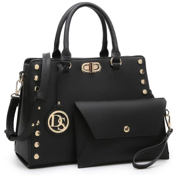 Bolsa Feminina de Ombro com Alça Superior e Carteira de Mão, DASEIN XL 23 7579 BK FBA, Preto
