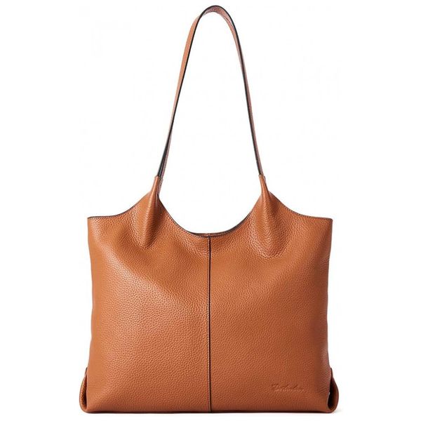 HOSTANTEN Bolsa Feminina de Ombro em Couro, BOSTANTEN BL1183041K 70, Marrom Claro