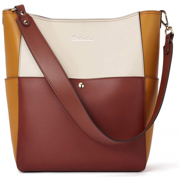 HOSTANTEN Bolsa de Couro Feminina de Ombro, BOSTANTEN BL1164391KZ 93, Marrom