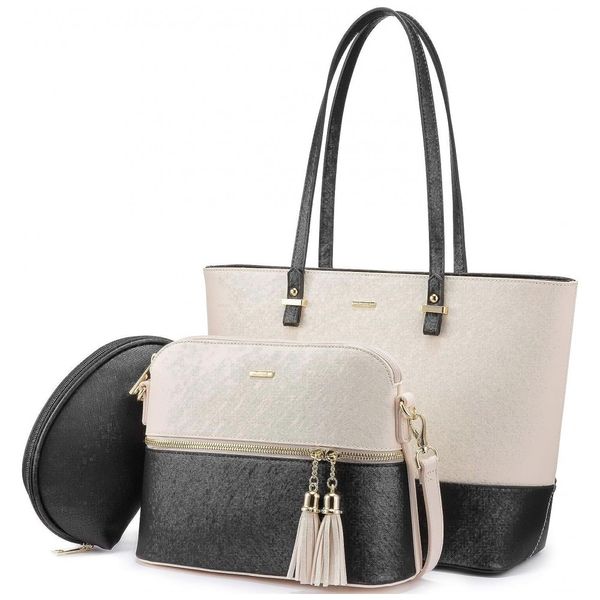 Lovelook Conjunto de Bolsas Femininas de Ombro em Couro Sintético, 3 Unidades, Branca, LOVEVOOK, Branco