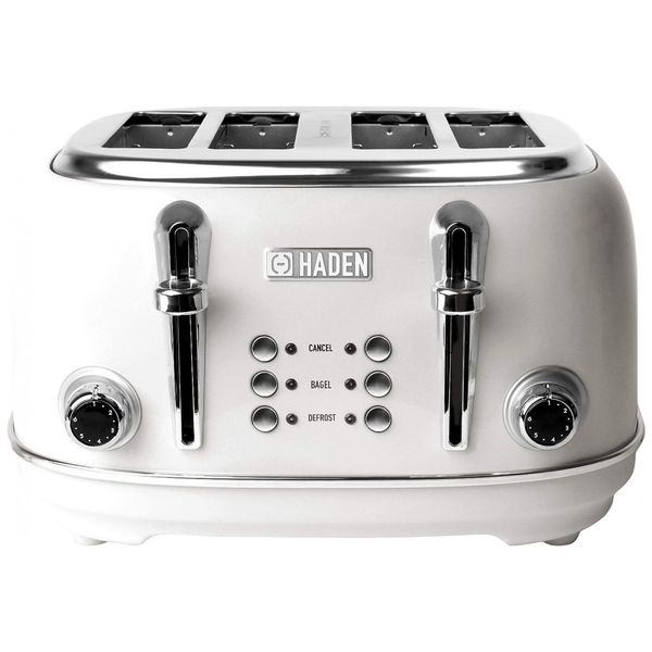 HERITAGE Torradeira de 4 Fatias com 6 Níveis de Tostagem, 1500W, Branca, 110v, HADEN 75013, Branco