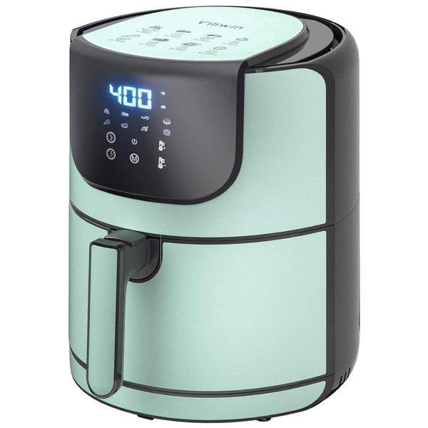 Fritadeira Elétrica Air Fryer sem Óleo 5.5L, Aço Inoxidável, 1400W, 110V, VILIWIN, Azul Turquesa