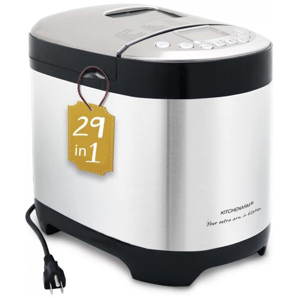 Máquina de Pão Automática 29 em 1 até 1 kg, Aço Inoxidável, 110v, KITCHENARM 85203, Prateado