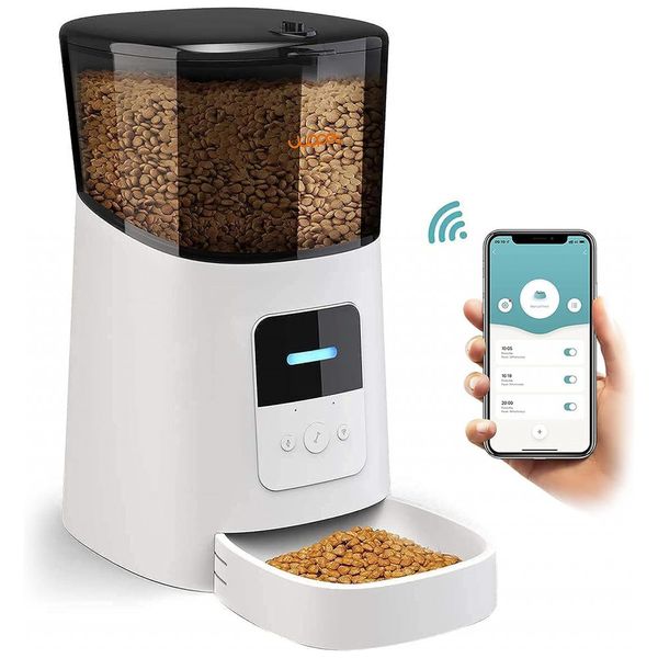 Comedouro Automático 6L para Cães e Gatos, Controle por App, WOPET, Branco