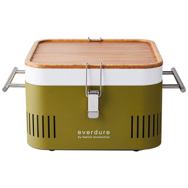 Churrasqueira á Carvão Portátil e Compacto serve até 4 Pessoas, Militar, EVERDURE HBCUBEKUS, Verde Escuro