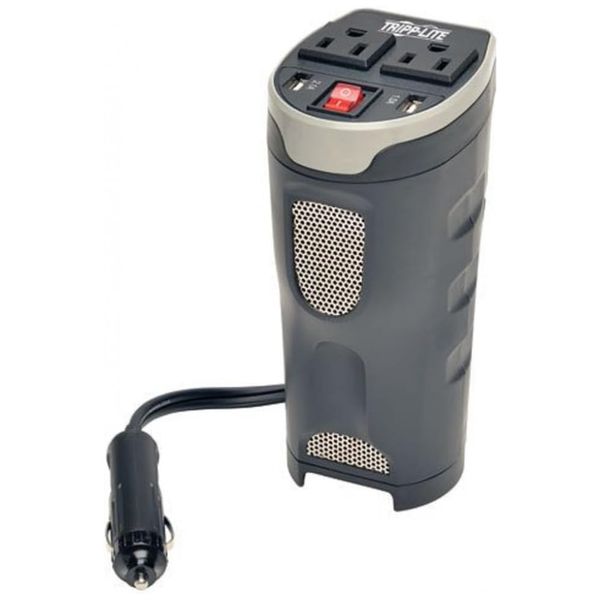 Inversor de Potência Automotivo 200W, com 2 tomadas e 2 Portas USB, TRIPP LITE PV200CUSB, Cinza