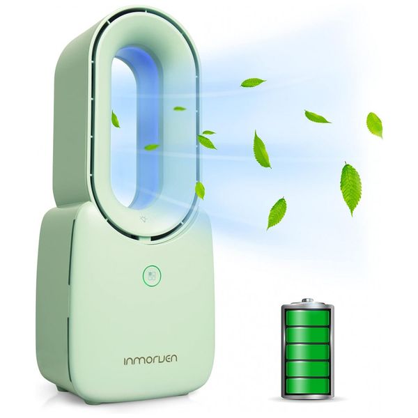 Ventilador de Mesa sem Lâmina, Portátil e Recarregável, 5V 5W, CONBOLA, Verde