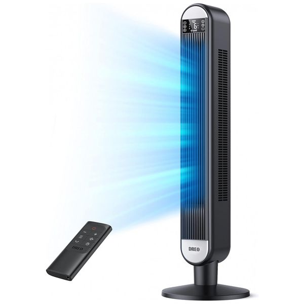 Ventilador de Torre, s, Lâmina, com Controle Remoto, 6 Velocidades, 110V 30W, DREO DR HTF002, Preto