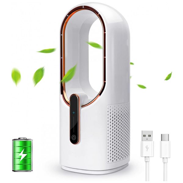 Ventilador de Mesa sem Lâmina, Portátil e Recarregável, 5V 5W, CONBOLA, Branco