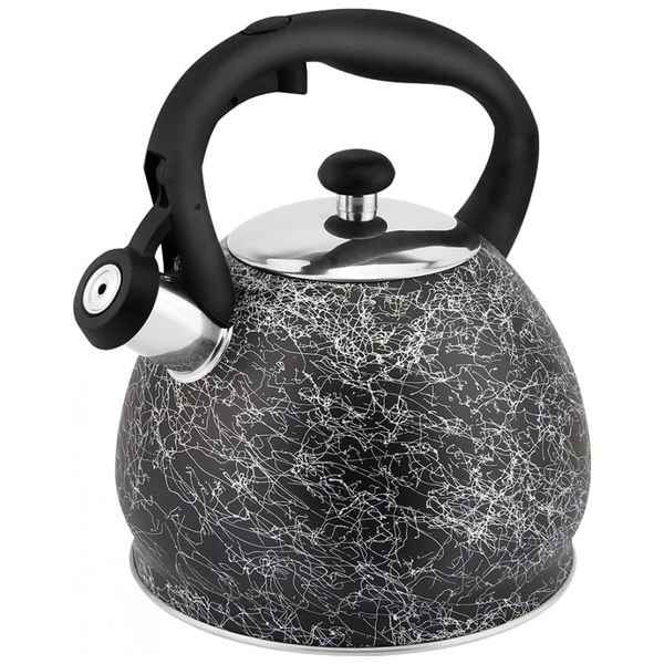 Chaleira 3L com Apito e Cabo ergonômico, Aço Inoxidável, SHANGZHER, Prateado