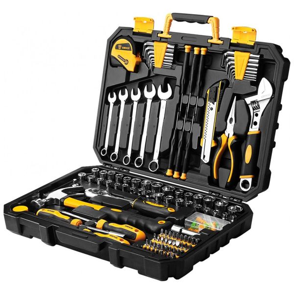 Kit de Ferramentas com Maleta de zenamento e 158 Peças, DEKOPRO, Amarelo