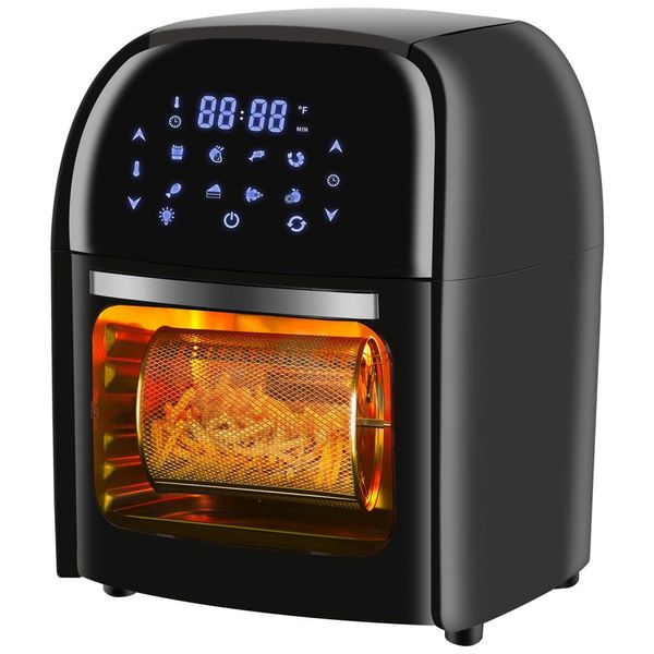 Fritadeira Elétrica, AirFryer 10L, Multifuncional, Tela de LED, 1700W, Aço Inoxidável, 110V 1700W, R.W.FLAME, Preto