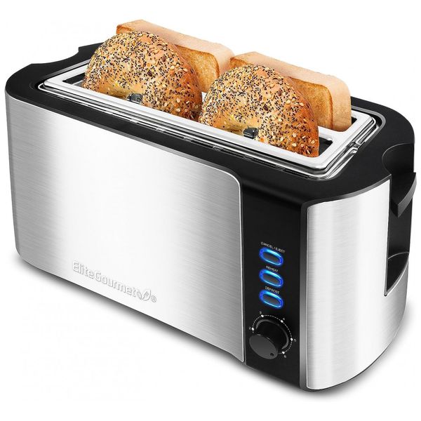 Torradeira de 4 Fatias com 6 Níveis de Tostagem, 1300W, 110v, ELITE GOURMET ECT 3100, Prateado