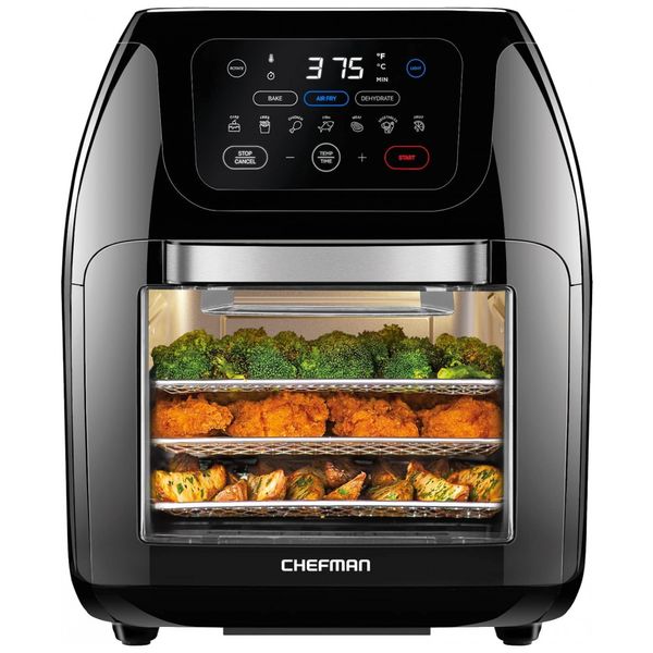 Fritadeira Elétrica 10L Multifuncional 17 Predefinições, 1700W, 110V, CHEFMAN Multifunctional Digital Air Fryer, Preto