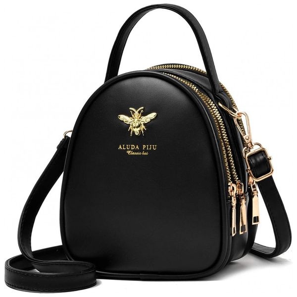 WGW Bolsa Feminina de Ombro Casual, Couro Sintético, WANGWANG WW02 1 Black, Preto