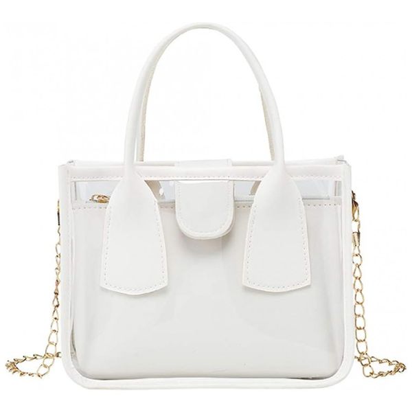 Bolsa Feminina de Ombro 2 em 1 Transparente, Branca, NACAITANG, Branco