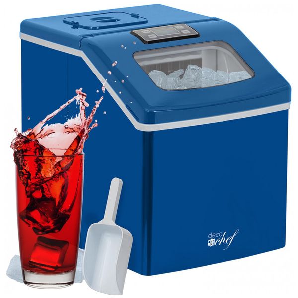 Máquina de Gelo Automática Portátil até 18 kg de Gelo em 24h, 110v, DECO CHEF, Azul