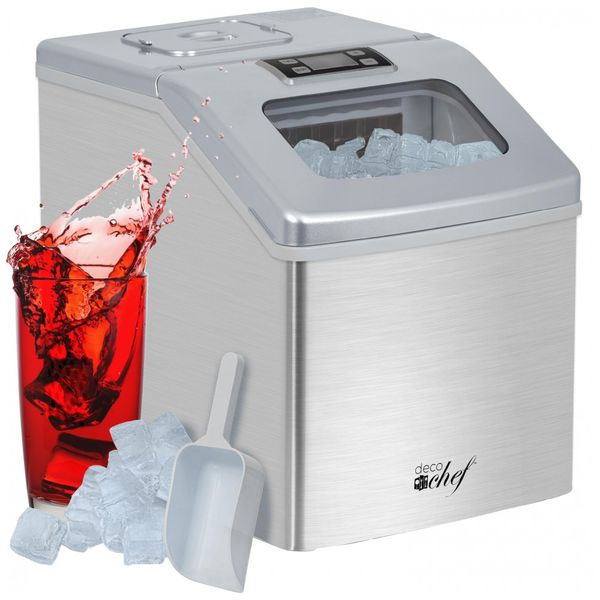 Máquina de Gelo Automática Portátil até 18 kg de Gelo em 24h, 110v, DECO CHEF, Prateado