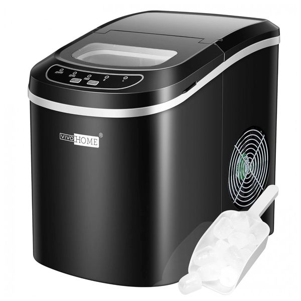 Máquina de Gelo Automática Portátil até 11 kg de Gelo em 24h, 110v, VIVOHOME VH289 BK, Preto