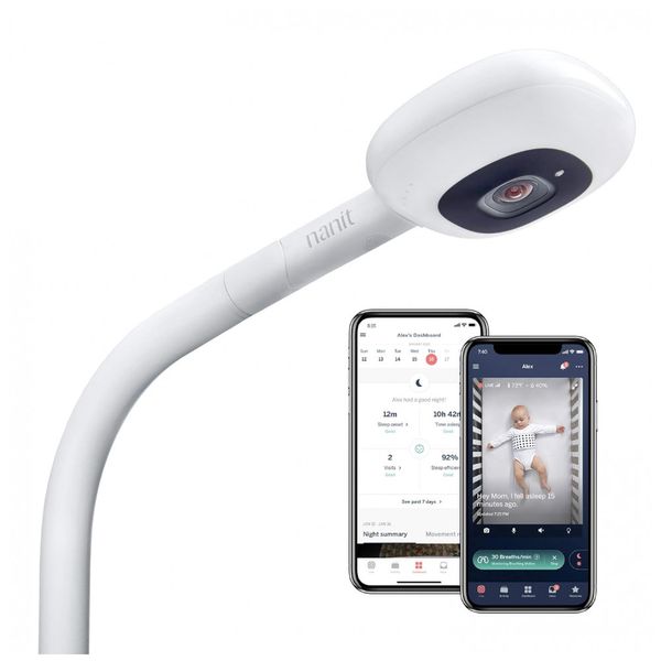 Babá Eletrônica com Vídeo HD Plus, Visão Noturna e Sensores de Temperatura e Umidade, NANIT N201SF, Branco