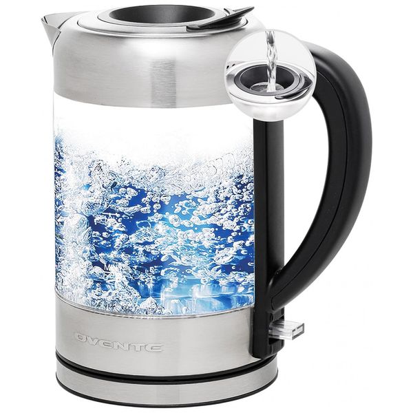 Chaleira Elétrica de 1.7L com Desligamento Automático, Aço Inoxidável, 1500W, 110v, OVENTE KG612S, Prateado