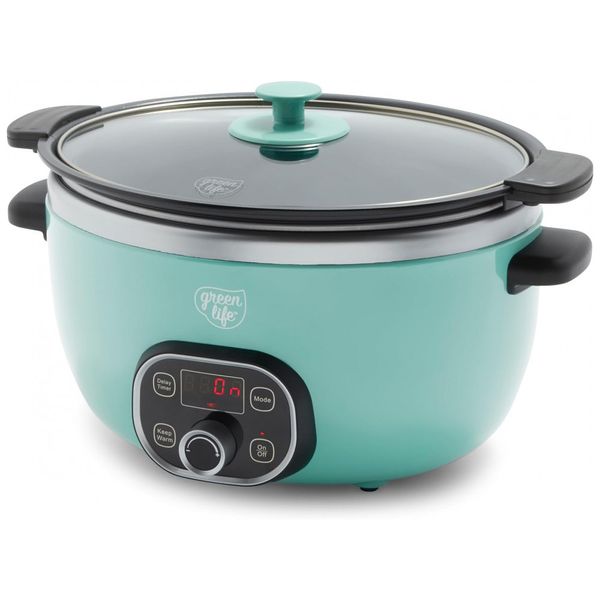 Panela Elétrica Multifuncional 5.7L, com Controle de Temperatura, 110V 825W, GREENLIFE CC004775 001, Verde