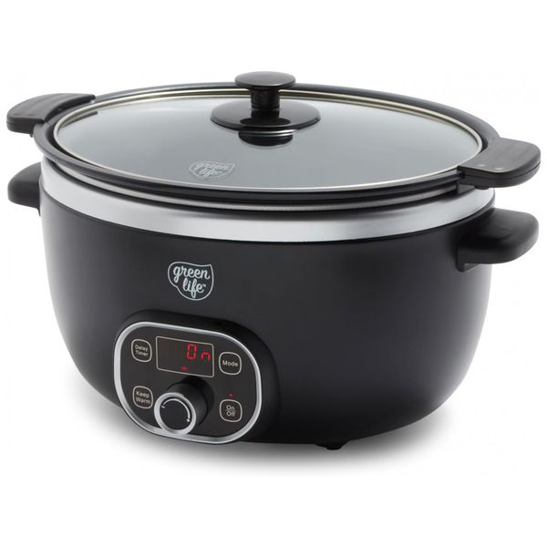 Panela Elétrica Multifuncional 5.7L, com Controle de Temperatura, 110V 825W, GREENLIFE CC004773 001, Preto