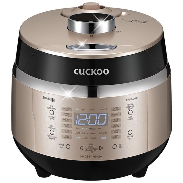 Panela de Pressão Elétrica Multifuncional 2L, 15 Definições, Painel Digital, Aço Inoxidável, 850W, 110v, CUCKOO CRP EHSS0309FG, Dourado