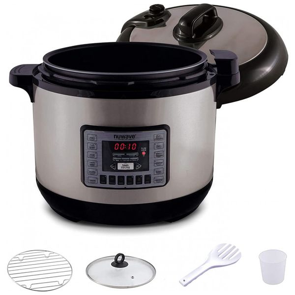 Panela de Pressão Elétrica Multifuncional 12L, 11 Definições, Painel Digital, Aço Inoxidável, 1800W, 110v, NUWAVE, Preto