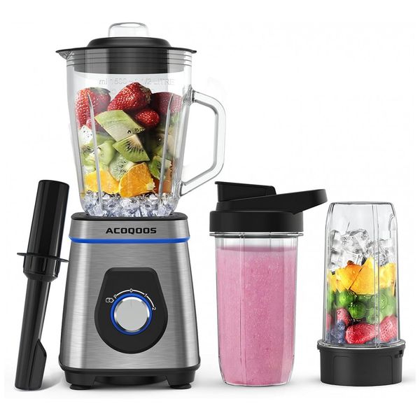 Liquidificador de Bancada com Jarra de Vidro 1.5L, 2 Velocidades, 7560W, 110v, ACOQOOS HAT9855 2021, Prateado