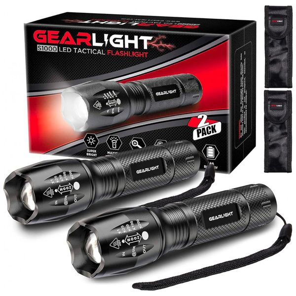 Lanterna 1500LM, 5 Modos de Luz, á Prova D, 18W, GEARLIGHT , Preto