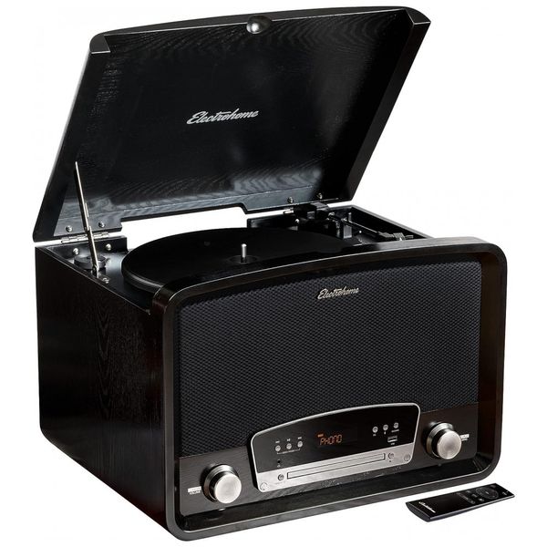 Vitrola, Toca Discos 3 Velocidades, sem fio, com USB e Controle Remoto, 45 RPM, ELECTROHOME RR75B, Preto