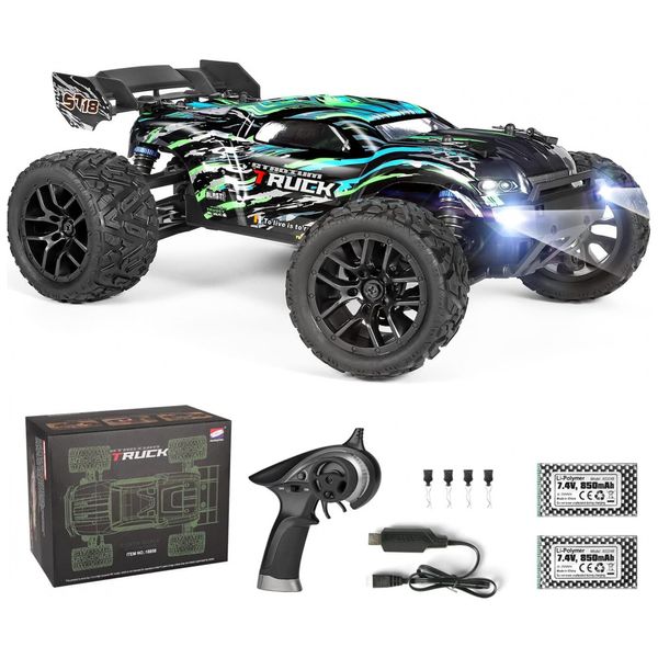 Carrinho de Controle Remoto Off Road até 36 km por hora, Tração 4 x 4, Idade Recomendada 8, HAIBOXING 18858, Azul