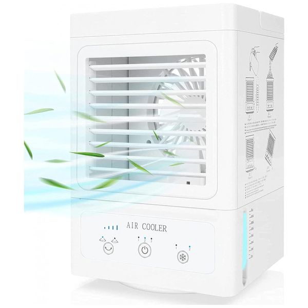 Climatizador de Ar Portátil Mini, Capacidade 700 Ml, 3 Velocidades, Recarregável, 10W, KIDWILL, Branco