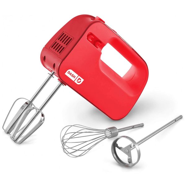 Batedeira de Mão com 3 Velocidades e Acessórios, Aço Inoxidável, 150W, 110v, DASH DSHM155GBRD04, Vermelho