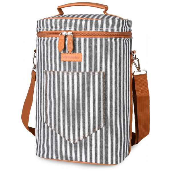 Bolsa Térmica Para Transporte de Vinhos até 4 Garrafas com Alça Ajustável, TIRRINIA, Preto
