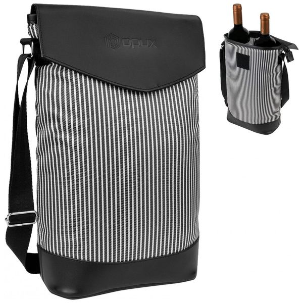 Bolsa Térmica Para Transporte de Vinhos até 2 Garrafas, e Branca, OPUX, Preto