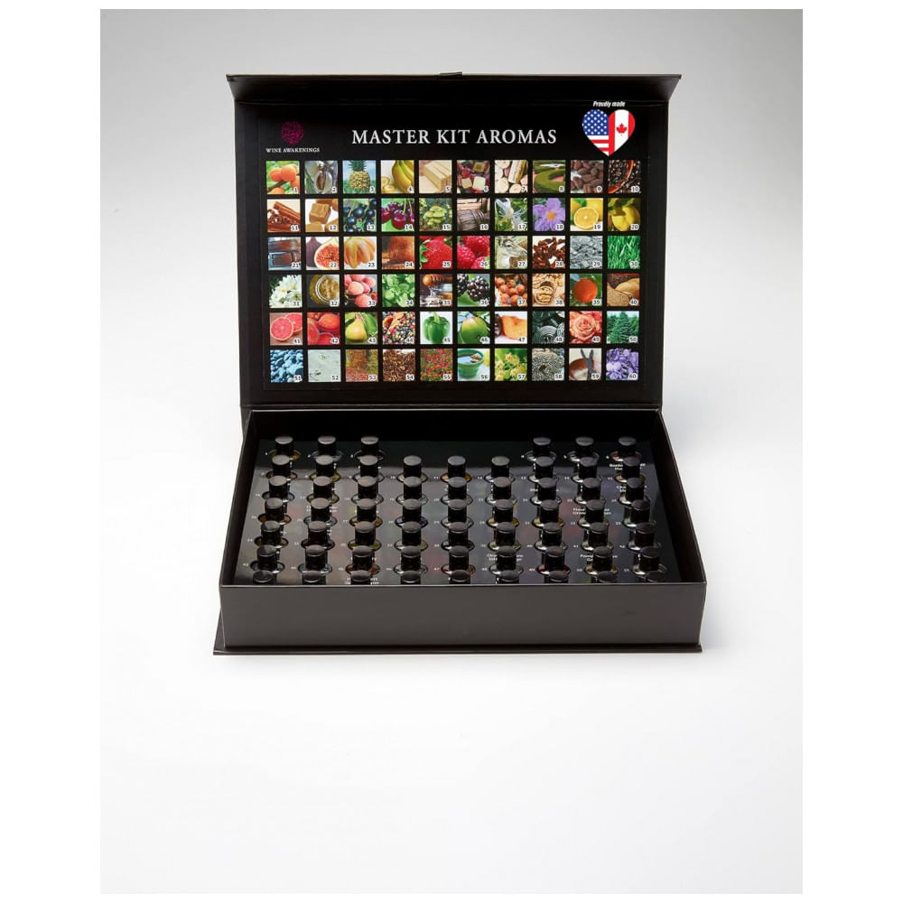 Kit de 60 Aromas de Vinhos com Manual com mais de 50 Páginas, WINE AWAKENINGS, Marrom
