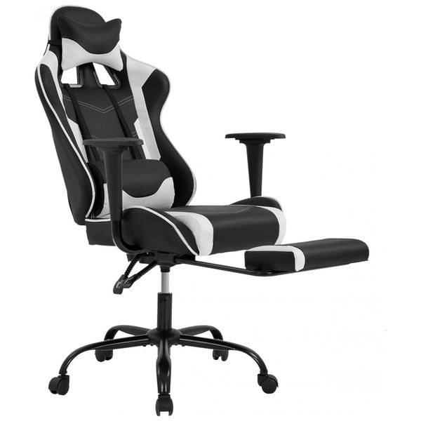 Cadeira de Escritório Gamer Reclinável e Ergonômica com Apoio para Lombar, Branca, BESTOFFICE , Branco