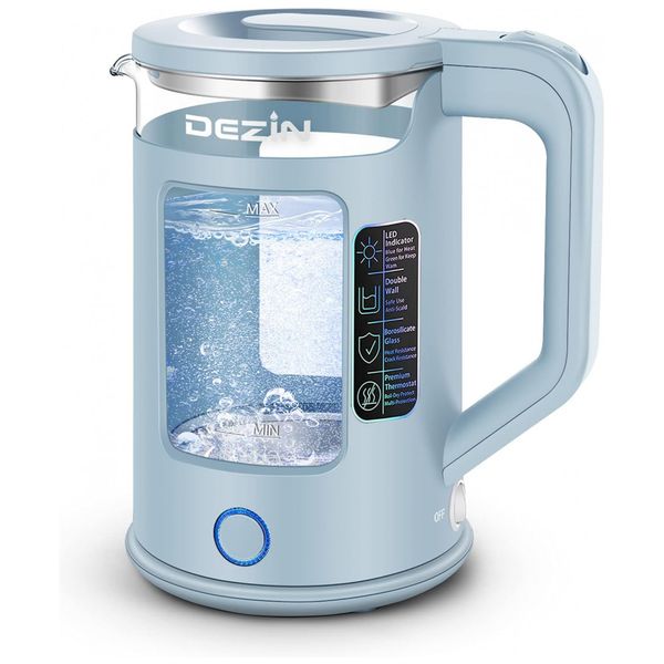 Chaleira Elétrica 1.5L, com Desligamento Automático, 800W, 110v, DEZIN DZ350, Azul