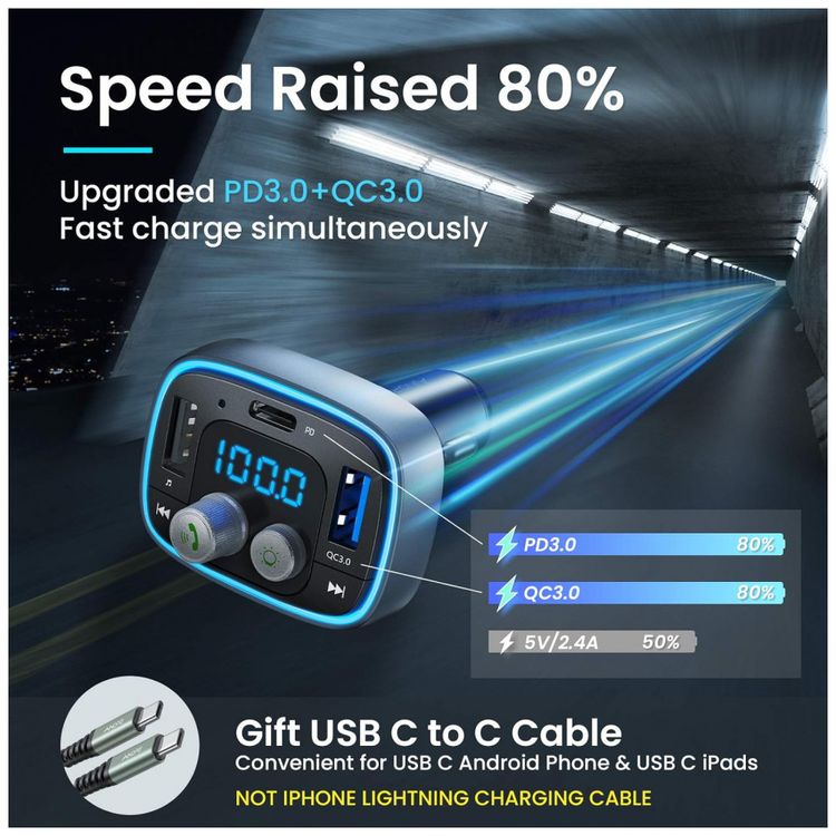 Adaptador-Transmissor-Veicular-Bluetooth-Veicular-USB-LED-foto-4