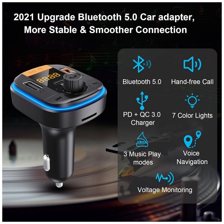 Adaptador-Transmissor-Veicular-Bluetooth-Veicular-B-LED-foto-1