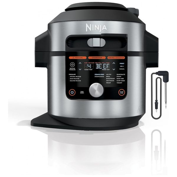 Panela de Pressão Elétrica 14 em 1, Capacidade 8L Multifuncional com Painel Digital, Aço Inoxidável, 110v, NINJA OL701, Prateado